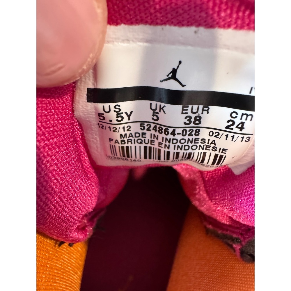 Jordan Flight 45 High‎ GS Black Fusion Pink Bright Citrus Kids 5.5Y - Picture 6 of 6